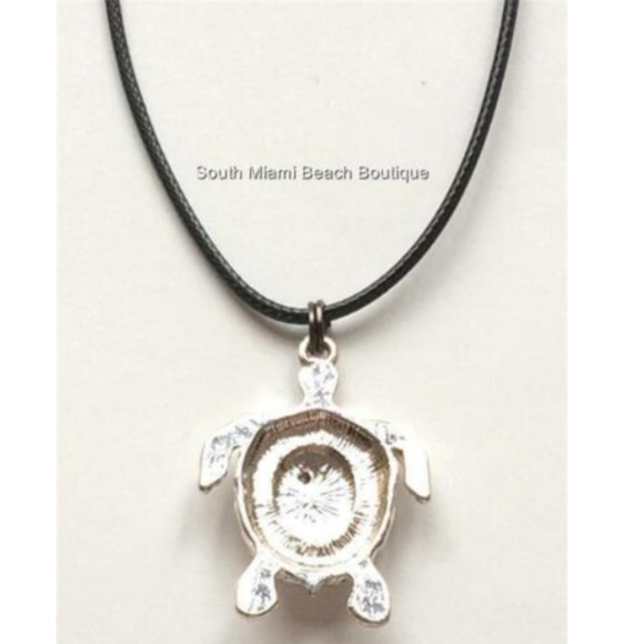 Silver Sea Turtle Necklace Crystal Sea Life Nautical Beach Island Rhodium Plated - Picture 6 of 8